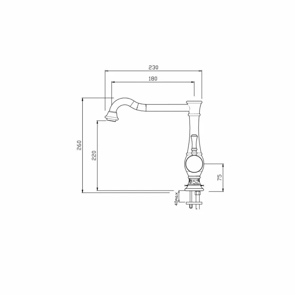 Mitigeur lavabo avec bec haut pivotant Made in Italy - Neno Viadurini