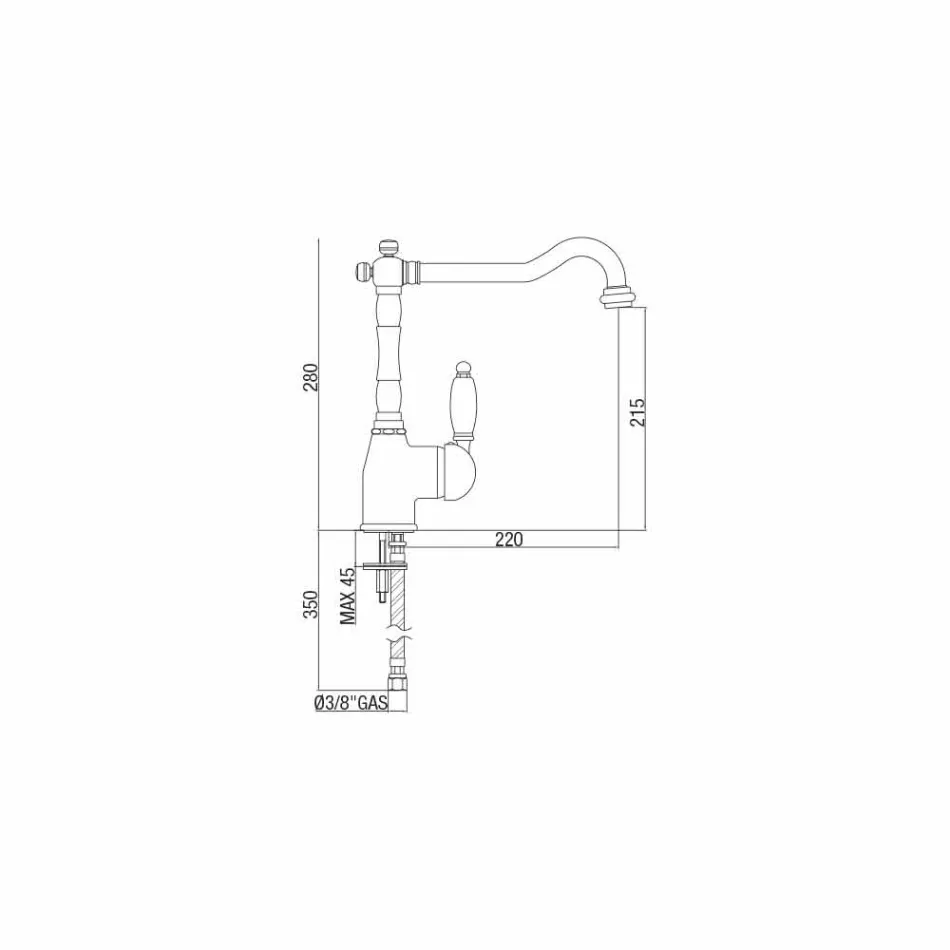 Mélangeur en laiton de conception classique pour lavabo de cuisine fabriqué en Italie - Carmel Viadurini