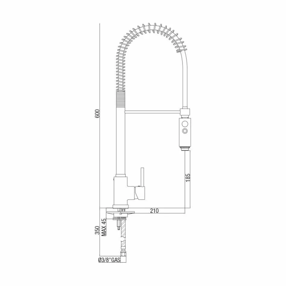 Mitigeur de lavabo en laiton avec douchette Made in Italy - Kalimo Viadurini