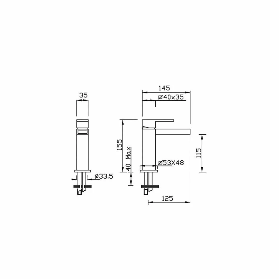 Mitigeur lavabo design sans drain Made in Italy - Bibo Viadurini