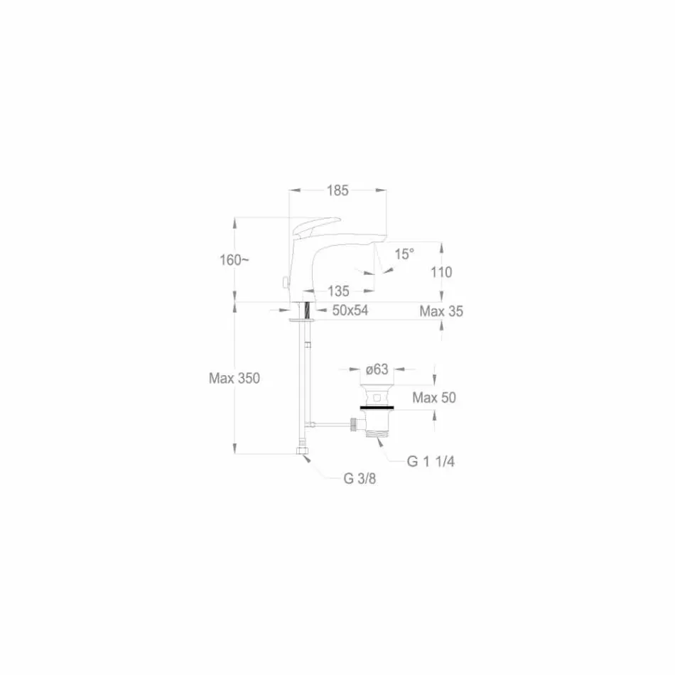 Mélangeur de lavabo en laiton design Made in Italy - Filipo Viadurini