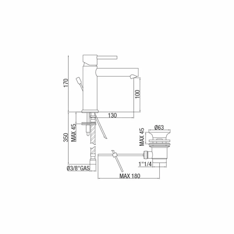 Mitigeur de lavabo en laiton finition chromée Made in Italy - Ermia Viadurini