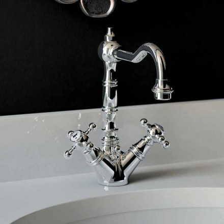 Mitigeur lavabo monotrou en laiton chromé Made in Italy - Binsu Viadurini