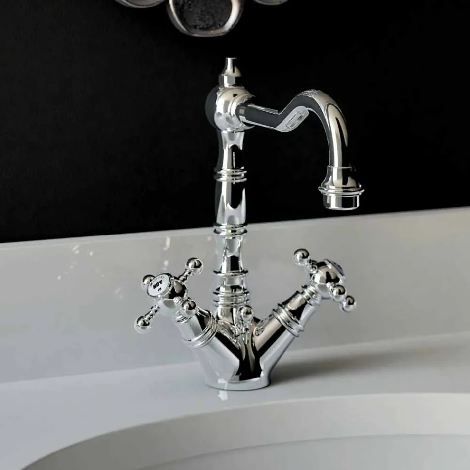 Mitigeur lavabo monotrou en laiton chromé Made in Italy - Binsu Viadurini