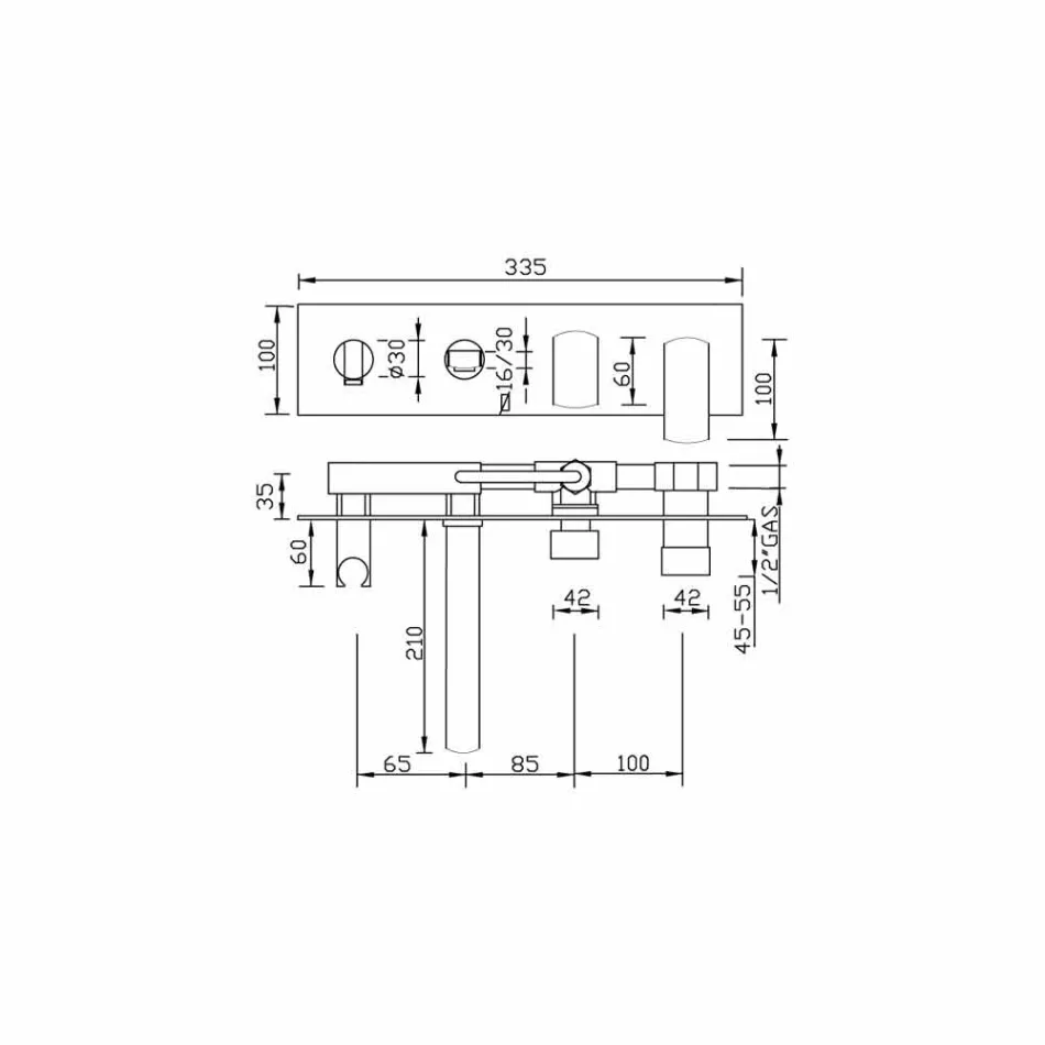 Mitigeur de bain encastrable au design moderne en laiton Made in Italy - Sika Viadurini