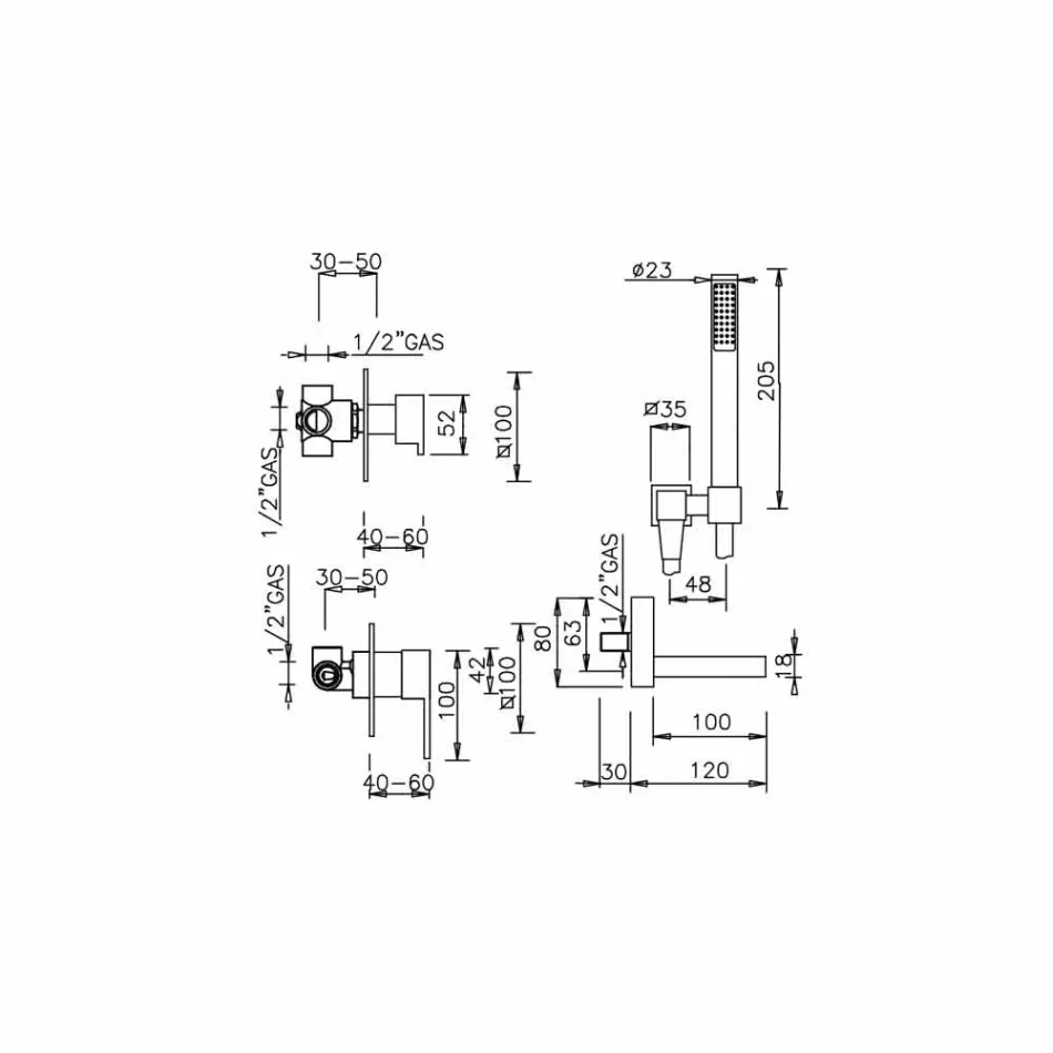 Mitigeur de baignoire encastrable design Made in Italy - Panela Viadurini