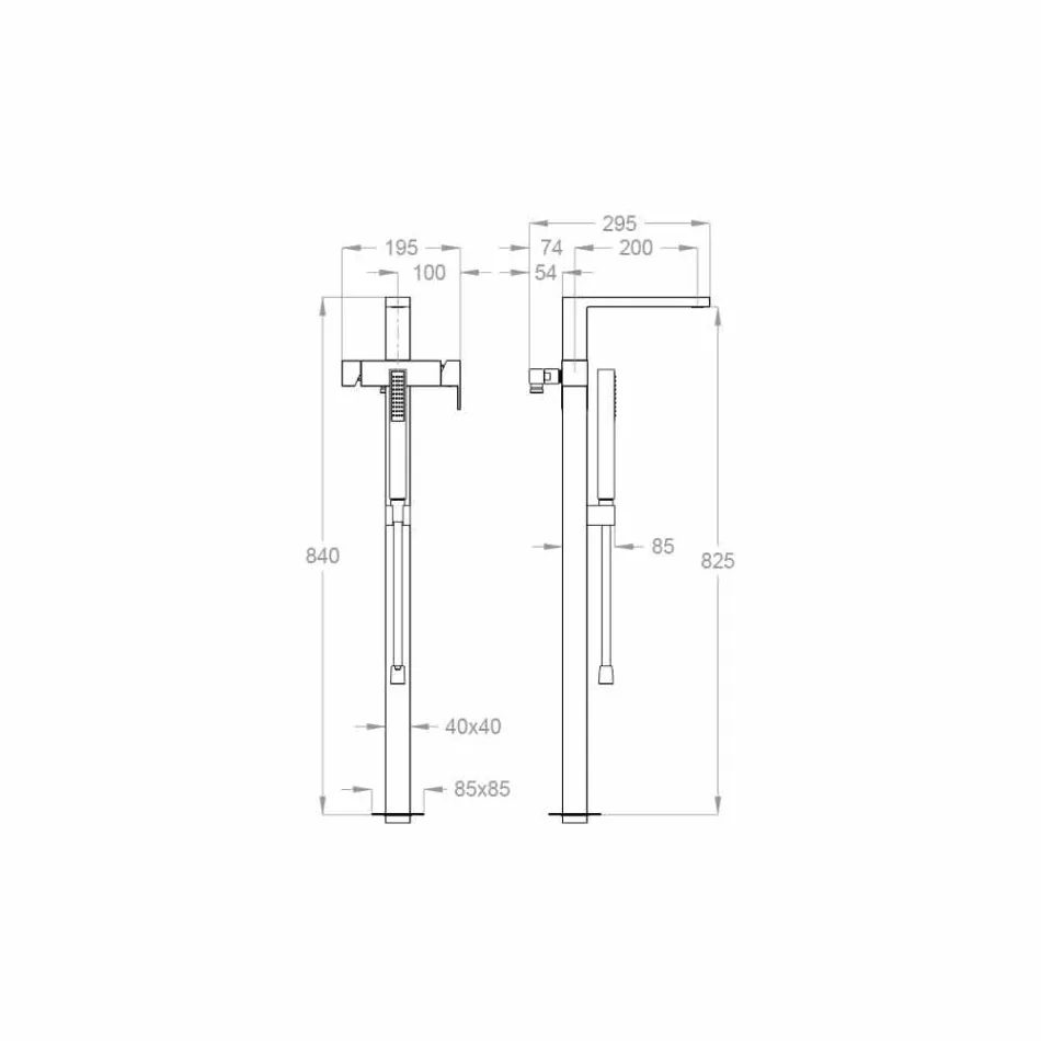 Mélangeur de bain de sol moderne fabriqué en Italie - Pirio Viadurini