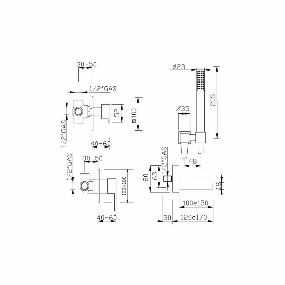 Mitigeur de baignoire encastrable design Made in Italy - Bibo Viadurini
