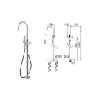 Mitigeur de baignoire sur pied extérieur en acier inoxydable AISI 316L - Griffes Viadurini