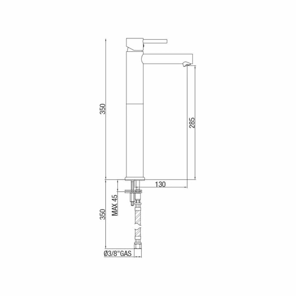 Mélangeur de lavabo prolongé en laiton sans drain fabriqué en Italie - Ermia Viadurini