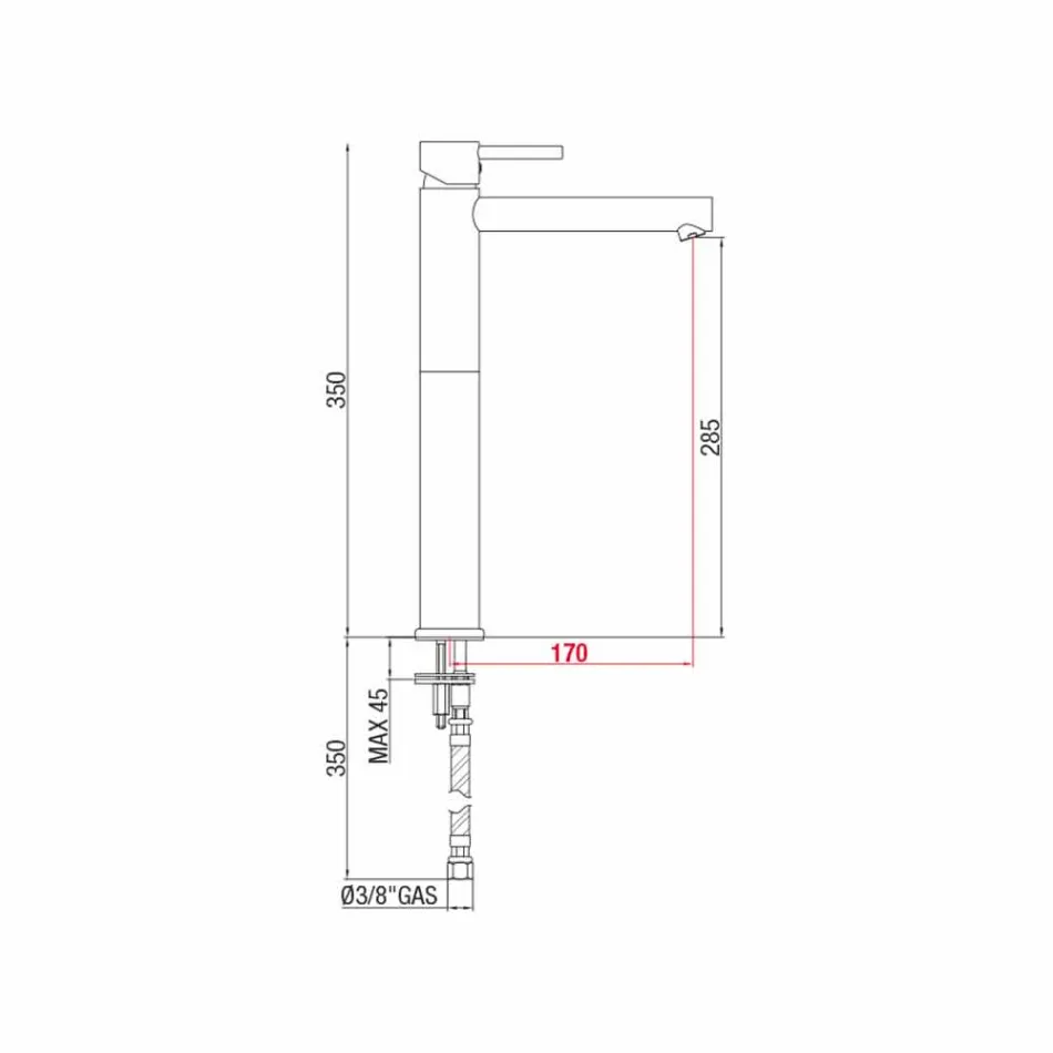 Mélangeur de lavabo prolongé en laiton sans drain fabriqué en Italie - Ermia Viadurini