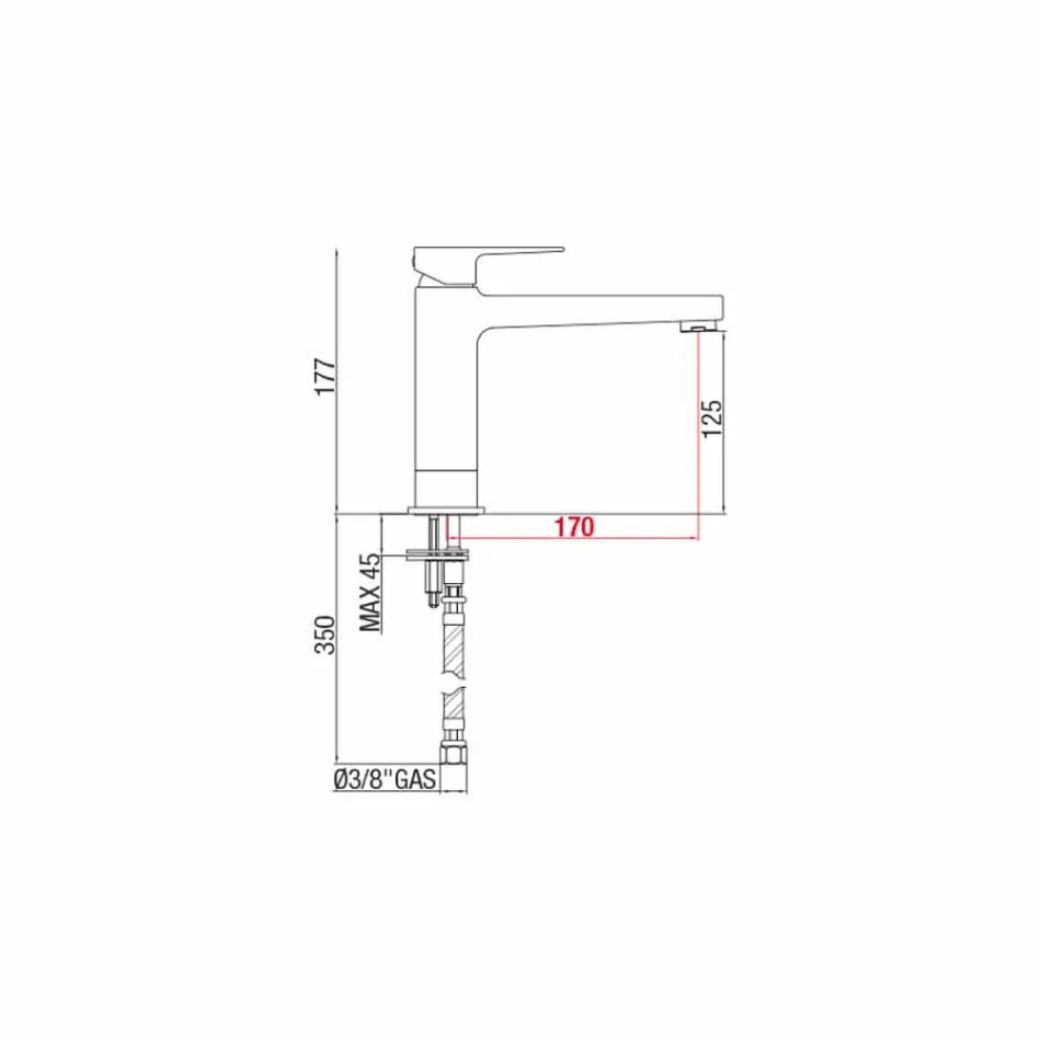 Mitigeur prolongé sans drain pour lavabo en laiton Made in Italy - Sindra Viadurini