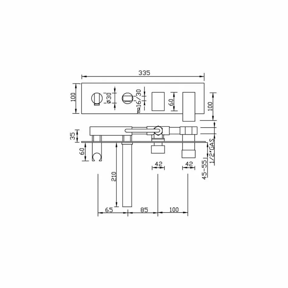 Mélangeur de bain encastrable avec inverseur Made in Italy - Panela Viadurini