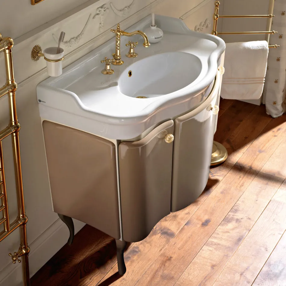 Armoire à deux portes et panier laqué brillant Made in Italy - Candy Viadurini