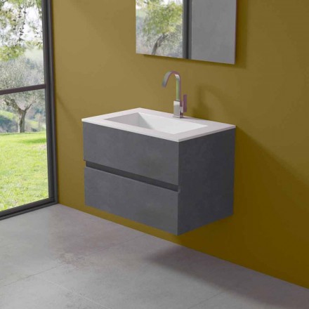 Armoire à suspension pour salle de bain avec lavabo intégré en 3 dimensions - Marione Viadurini