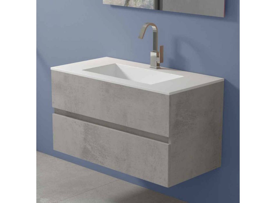 Armoire à suspension pour salle de bain avec lavabo intégré en 3 dimensions - Marione Viadurini
