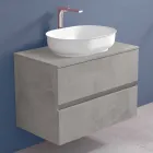 Meubles de salle de bain suspendus et lavabo ovale, design moderne - Cesiro Viadurini