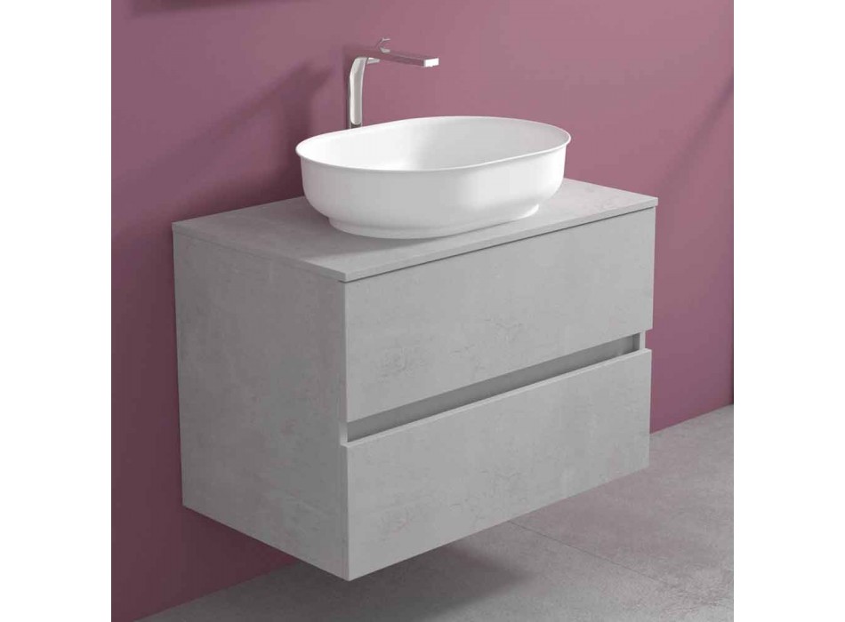 Meubles de salle de bain suspendus et lavabo ovale, design moderne - Cesiro Viadurini