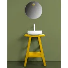 Meubles de salle de bain en teck récupéré avec dessus semi-incurvé jaune - Raomi Viadurini