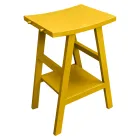 Meubles de salle de bain en teck récupéré avec dessus semi-incurvé jaune - Raomi Viadurini