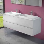 Meubles de salle de bain suspendus avec double lavabo encastré, design moderne - Dumbo Viadurini