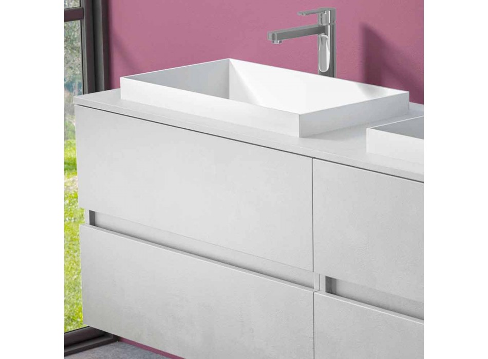 Meubles de salle de bain suspendus avec double lavabo encastré, design moderne - Dumbo Viadurini