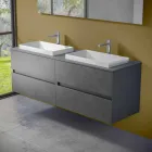 Meubles de salle de bain suspendus avec double lavabo encastré, design moderne - Dumbo Viadurini
