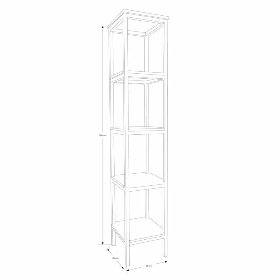 Meuble de salle de bain colonne en teck et acier avec 4 étagères ouvertes - Tamburino Viadurini
