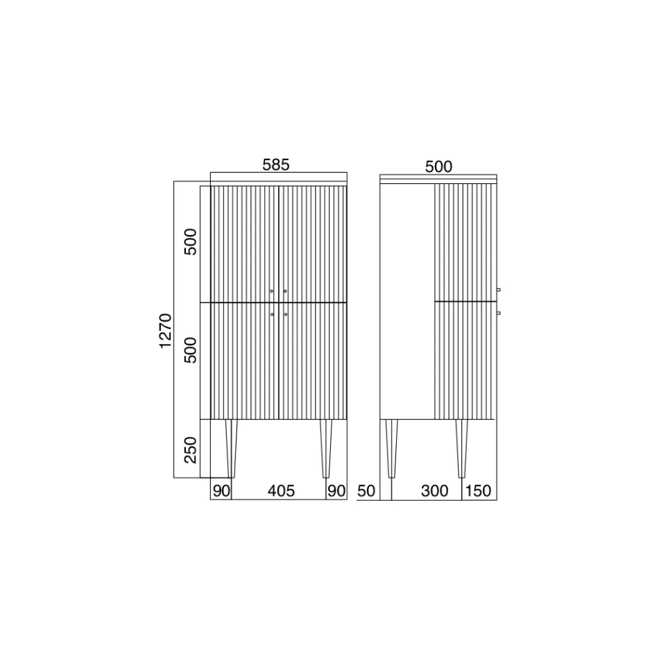 Meuble de salle de bain avec quatre portes qui ferment 3 étagères Made in Italy - Candy Viadurini