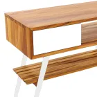 Meuble de salle de bain à poser au sol blanc en teck naturel avec tiroirs colorés - Benoit Viadurini