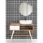 Meuble de salle de bain à poser au sol blanc en teck naturel avec tiroirs colorés - Benoit Viadurini