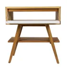 Meuble de salle de bain au sol en teck récupéré et plateau d'appui blanc - Gatien Viadurini