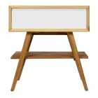 Meuble de salle de bain au sol en teck récupéré et plateau d'appui blanc - Gatien Viadurini