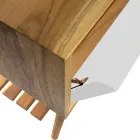 Meuble de salle de bain au sol en teck récupéré et plateau d'appui blanc - Gatien Viadurini