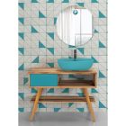 Meuble de salle de bain sur pied avec tiroir design de couleur bleue - Benoit Viadurini