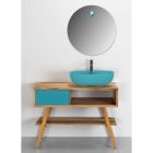 Meuble de salle de bain sur pied avec tiroir design de couleur bleue - Benoit Viadurini
