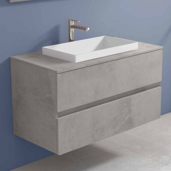 Meuble de salle de bain avec lavabo encastré, design suspendu moderne - Casimira