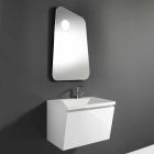Meuble de salle de bain avec lavabo et miroir, design moderne en bois blanc et résine - Fausta Viadurini