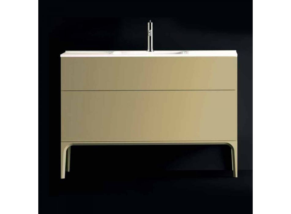 Meuble pour salle de bain avec lavabo en bois laqué 120x85x46cm Ambre, fabriqué en Italie Viadurini