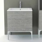 Meuble de salle de bain avec lavabo intégré en Ambra ecolegno, fabriqué en Italie Viadurini