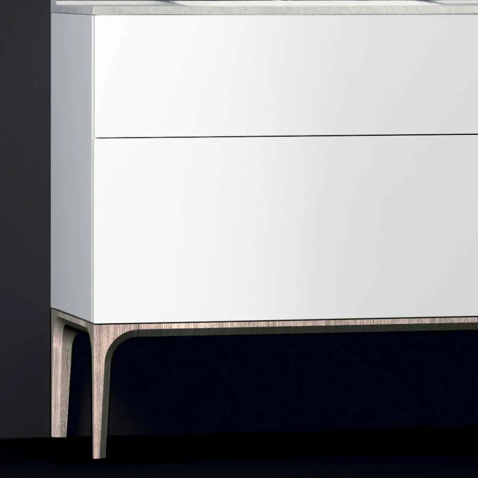 Meuble de salle de bain avec lavabo moderne intégré Ambre, résine et bois laqué Viadurini