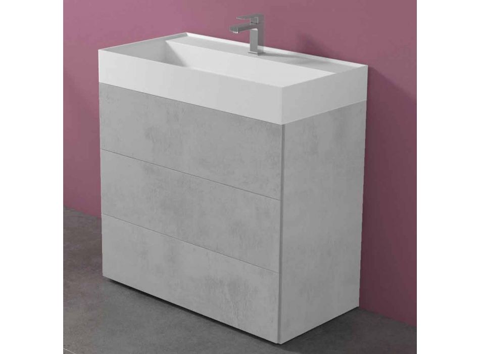 Armoire de salle de bain au design moderne en stratifié avec lavabo en résine - Pompei