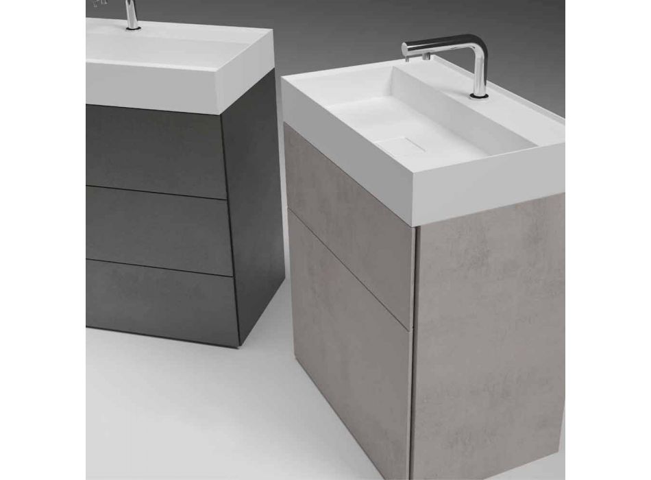 Armoire de salle de bain au design moderne en stratifié avec lavabo en résine - Pompei Viadurini