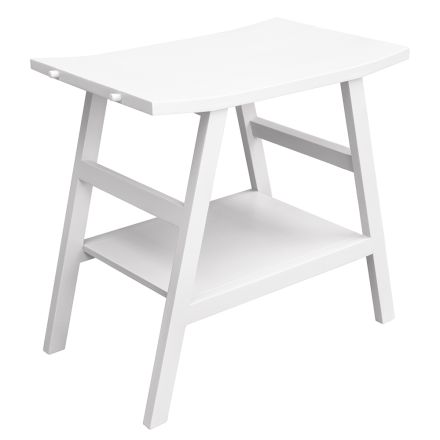 Meuble de salle de bain design en teck récupéré avec dessus et support blancs - Crina Viadurini