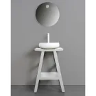 Meuble de salle de bain design en teck naturel avec plateau et support blanc mat - Raomi Viadurini