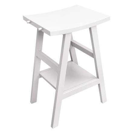 Meuble de salle de bain design en teck naturel avec plateau et support blanc mat - Raomi Viadurini