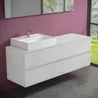 Meuble de salle de bain design moderne avec vasque à poser droite ou gauche 4 finitions - Alchimeo Viadurini