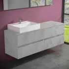 Meuble de salle de bain design moderne avec vasque à poser droite ou gauche 4 finitions - Alchimeo Viadurini