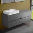 Meuble de salle de bain design moderne avec vasque à poser droite ou gauche 4 finitions - Alchimeo Viadurini