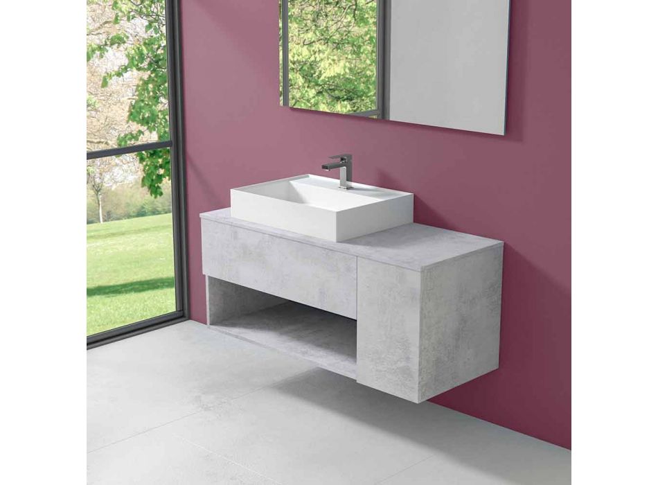 Meuble de salle de bain design suspendu avec lavabo à poser de style moderne - Pistillo Viadurini